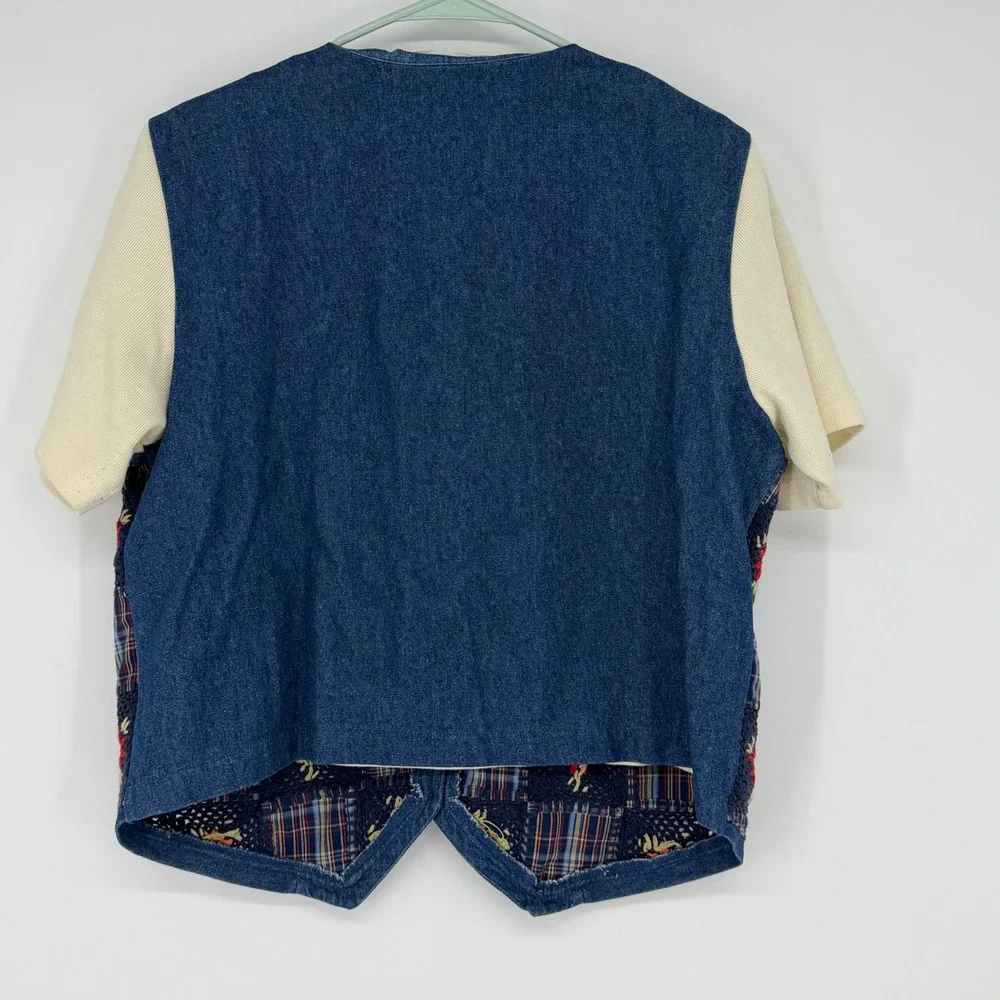 Vintage Alfred Dunner Patchwork Embroidered Floral Vest Cottagecore Size M‎ - Picture 2 of 5